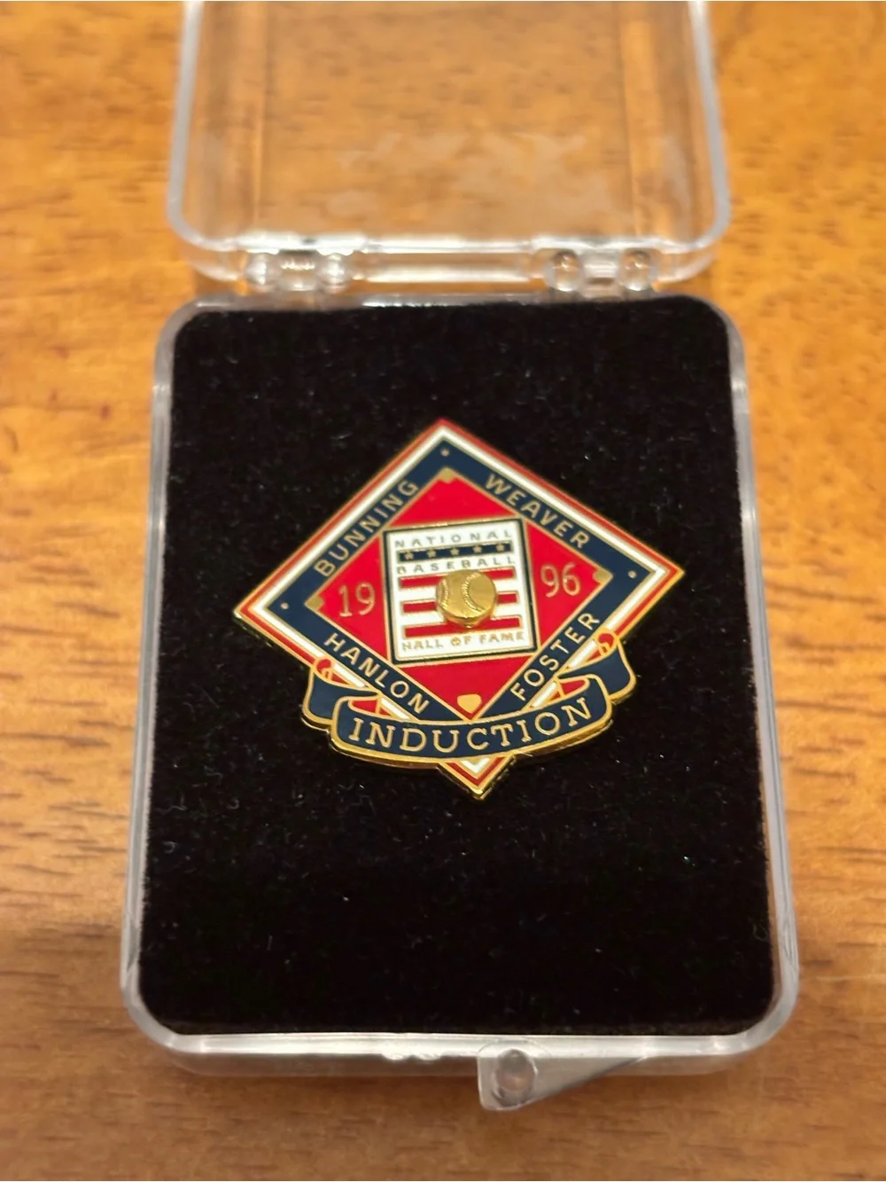 1996 MLB Baseball Hall Of Fame Induction Pin #1072 Hanlon Bunning Weaver Foster